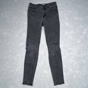 Madewell Jeans Womens 28 Black Denim Pants High Rise Skinny Skinny Distressed